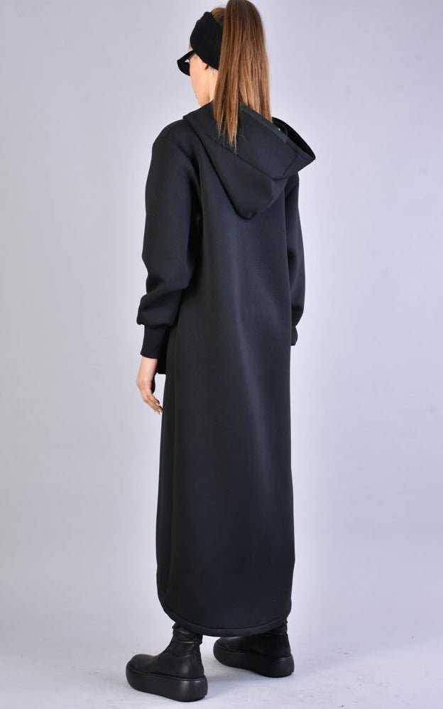 A34M LW62323 BLACK Long Scuba Coat woman