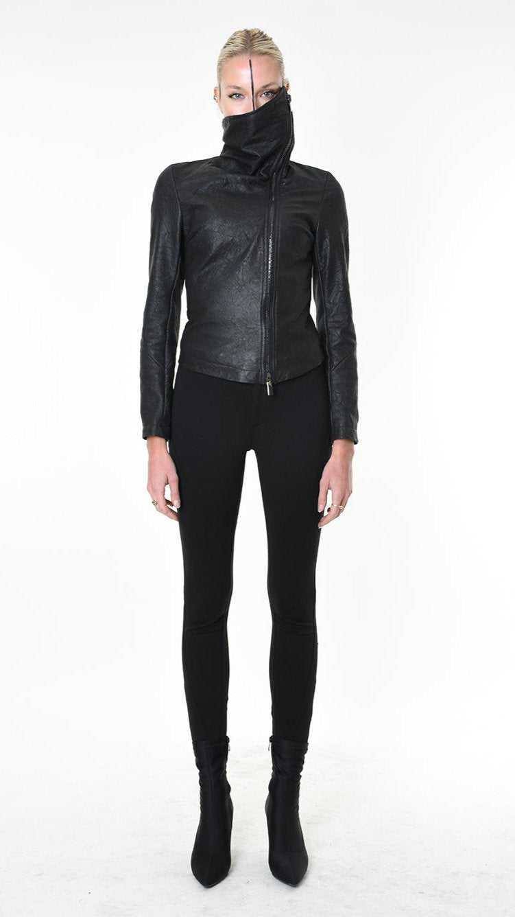 A34O LW86825 JACKET Dyed Leather Black