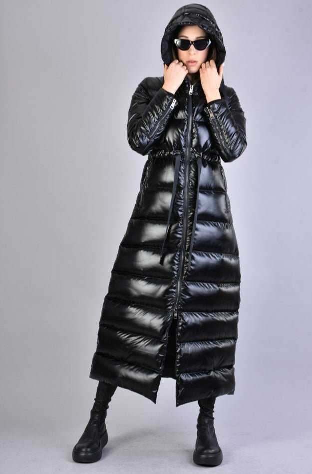 A34P LW63123 BLACK Long Nylon Down Jacket