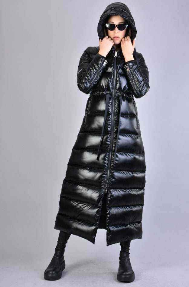 A34P LW63123 Long Nylon Down Jacket – Black