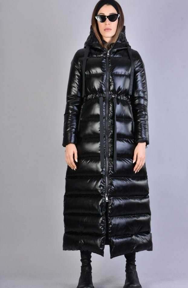 A34P LW63123 BLACK Long Nylon Down Jacket