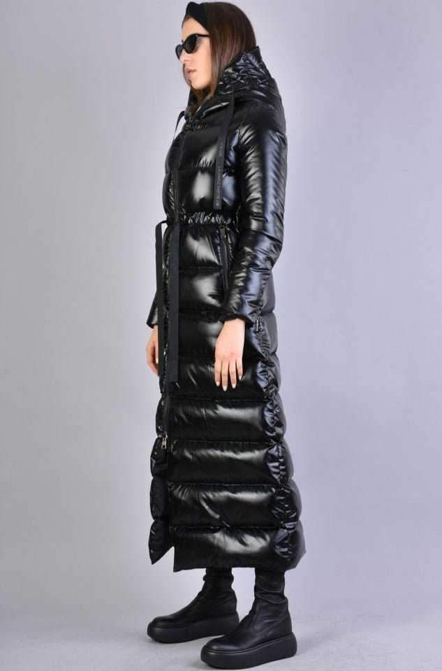 A34P LW63123 BLACK Long Nylon Down Jacket