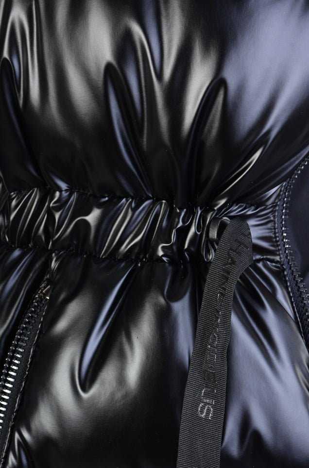 A34P LW63123 BLACK Long Nylon Down Jacket