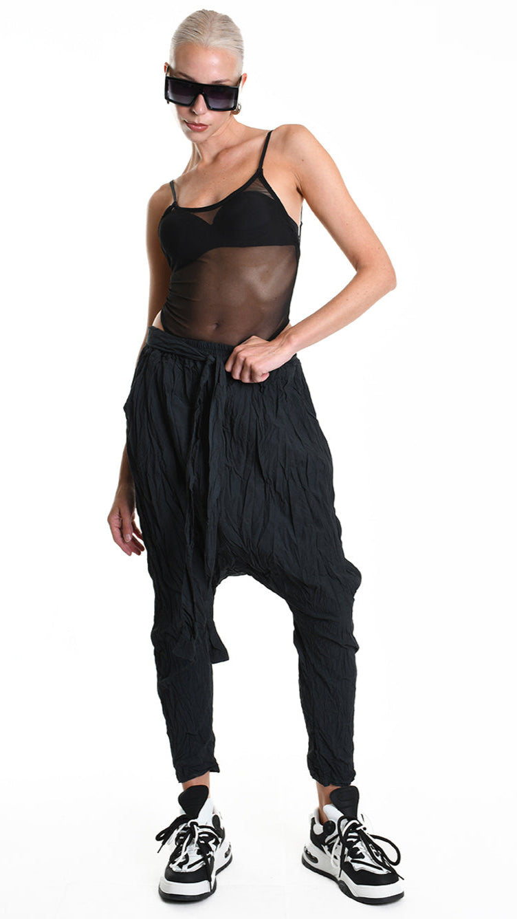 A34R W504125 TROUSER Over Cotton Organic Crumpled Black