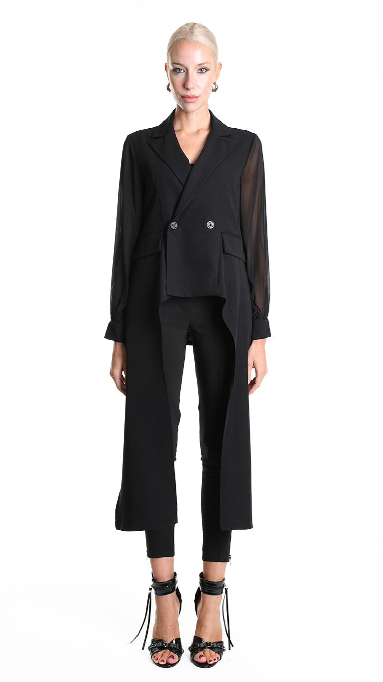 A34R W505325 JACKET Asymmetric Fluido & Georgette Lined Black