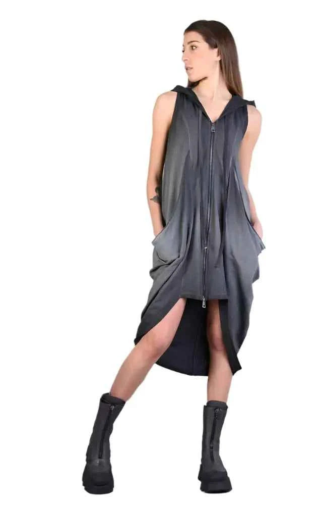 A34V LW57123 Dress - Grey Sleeveless Stretch Fleece Soft Comfortable Versatile Women's