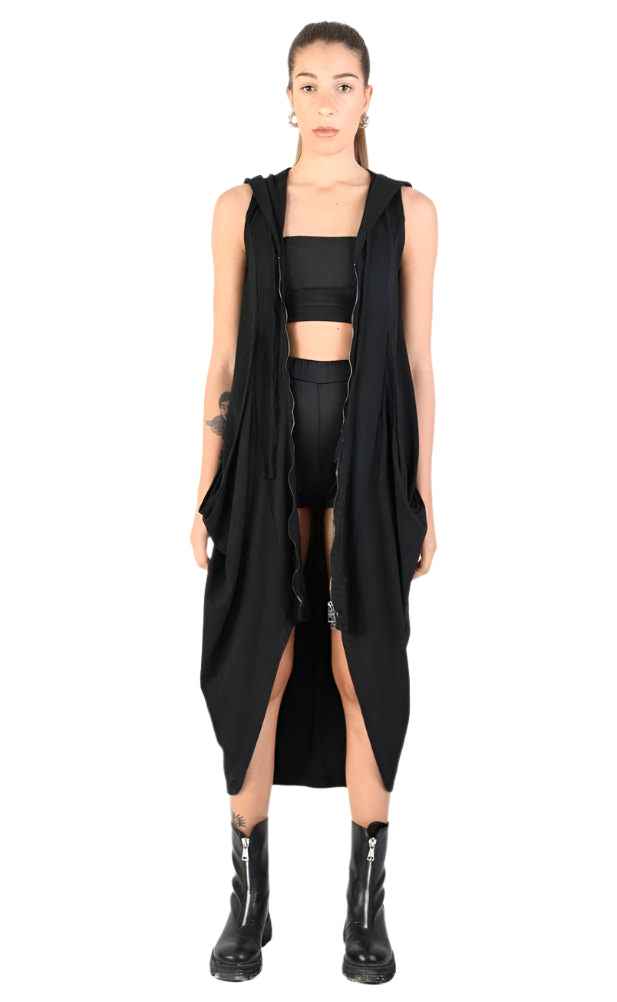 A34V LW65023 Dress - Black Sleeveless Stretch Elegant Versatile Statement Women's