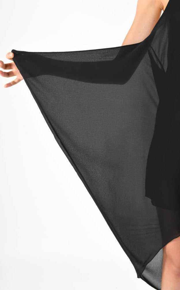 A34V LW74124 Dress Asymmetric Doubled Georgette Black