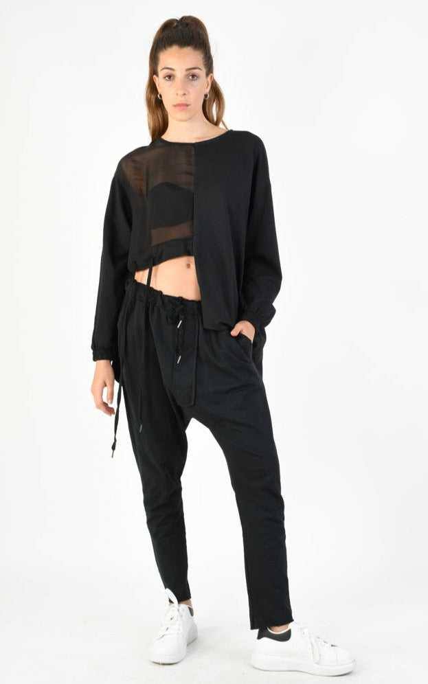 A34V LW74224 Tunic Over Fleece Stretch Dyed Black