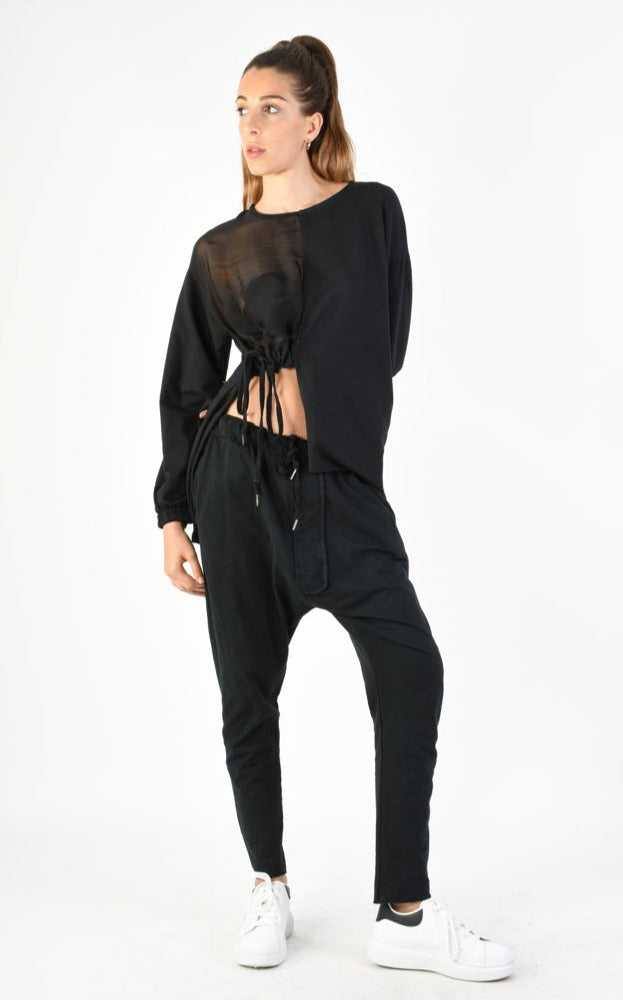 A34V LW74224 Tunic Over Fleece Stretch Dyed Black