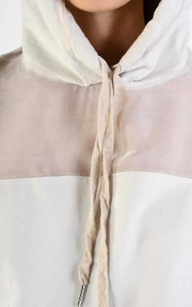 A34V LW74324 Tunic Crop Sleeveless Fleece Stretch Dyed Sand