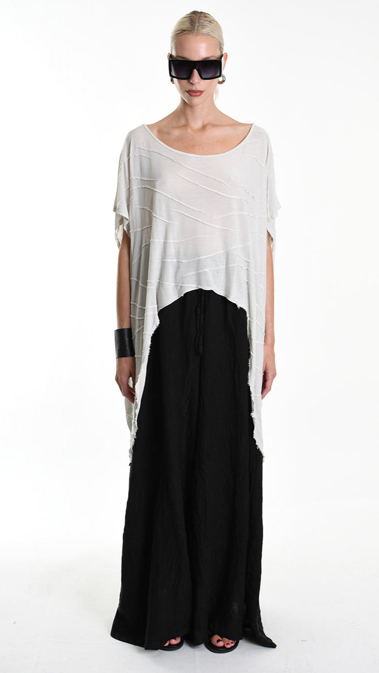 A34V W507625 T-SHIRT Asymmetric Jersey Devore Dyed Sand