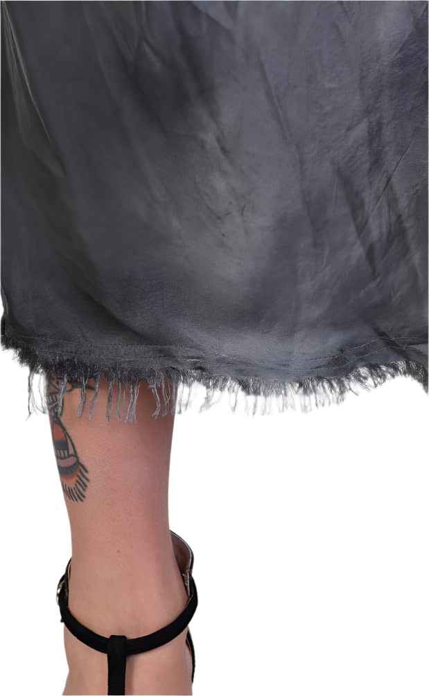 A39B SM193 Dress - Grey Degrade Dyed Satin Sleeveless Elegant Flowing Sophisticated Women's