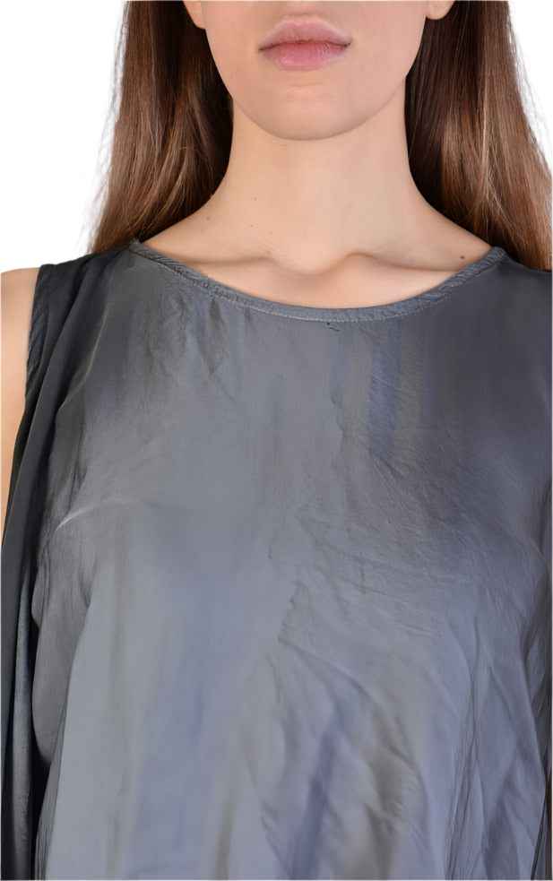 A39B SM193 Dress - Grey Degrade Dyed Satin Sleeveless Elegant Flowing Sophisticated Women's