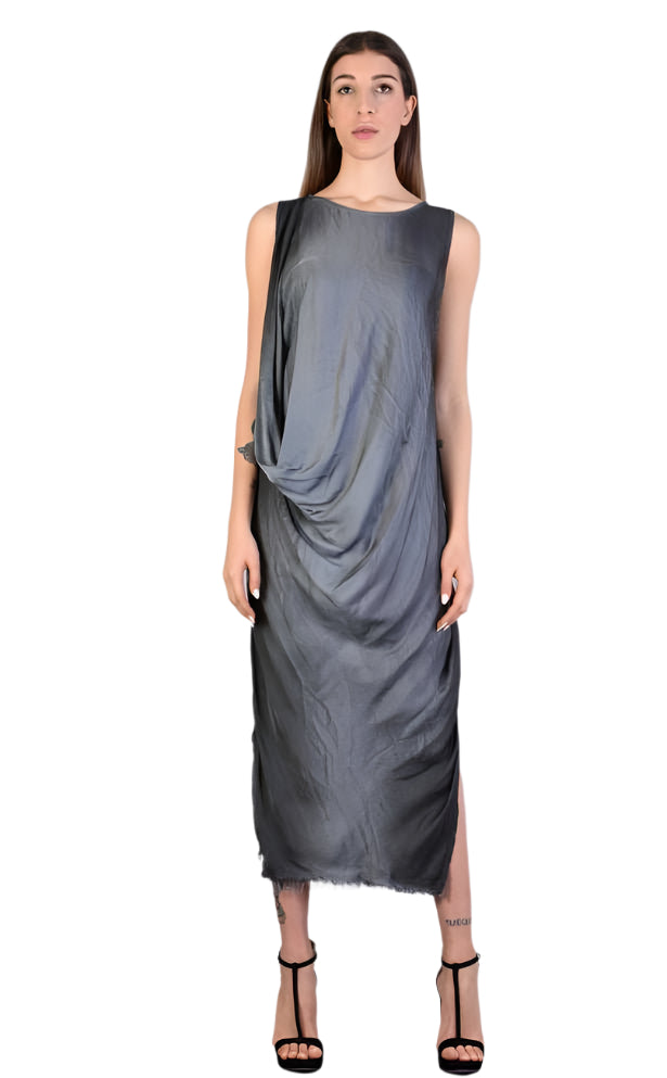 A39B SM193 GREY Sleeveless Dyed Degrade Satin Dress