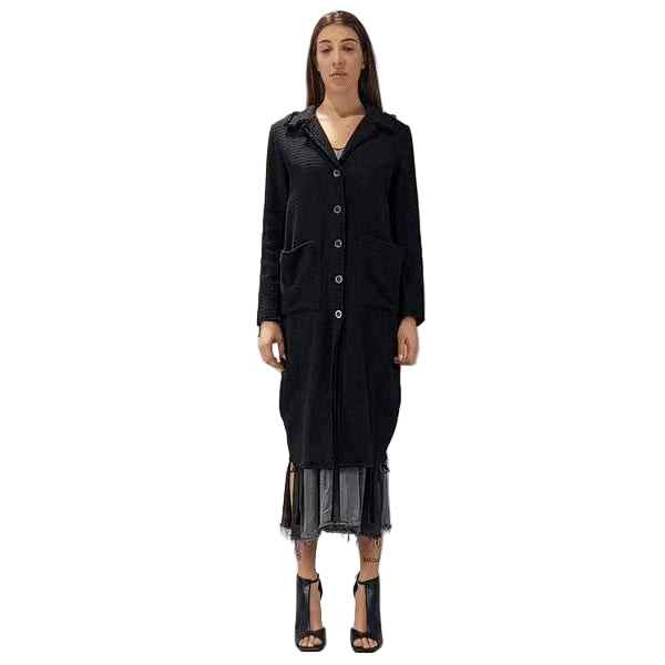 A39B SM200 BLACK Long Gauze Flannel Coat