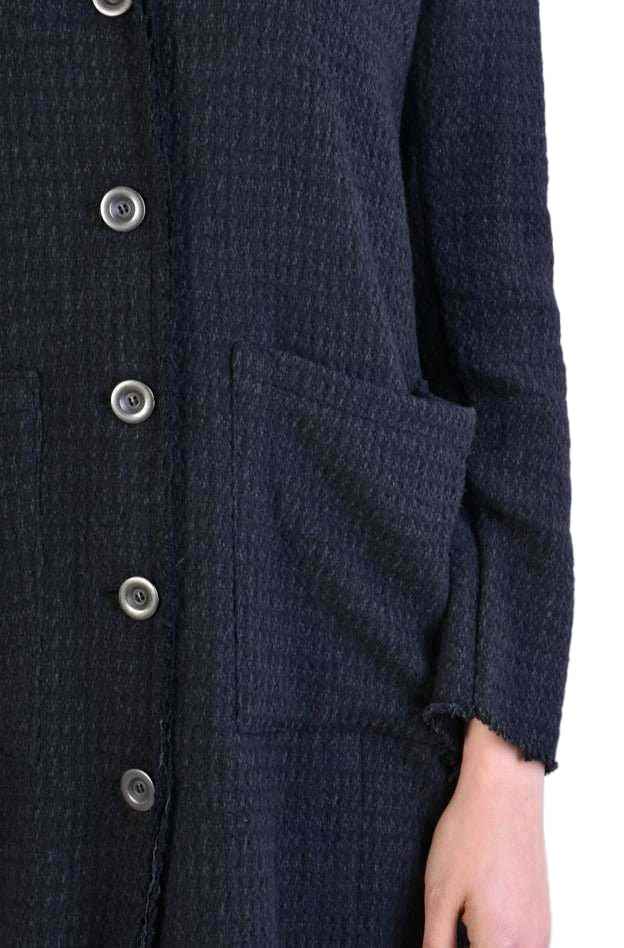 A39B SM200 BLACK Long Gauze Flannel Coat