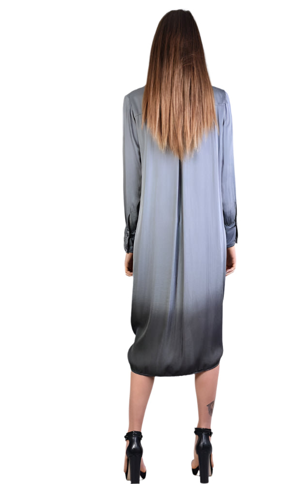 A39B SM206 GREY Satin Degrade Long Shirt