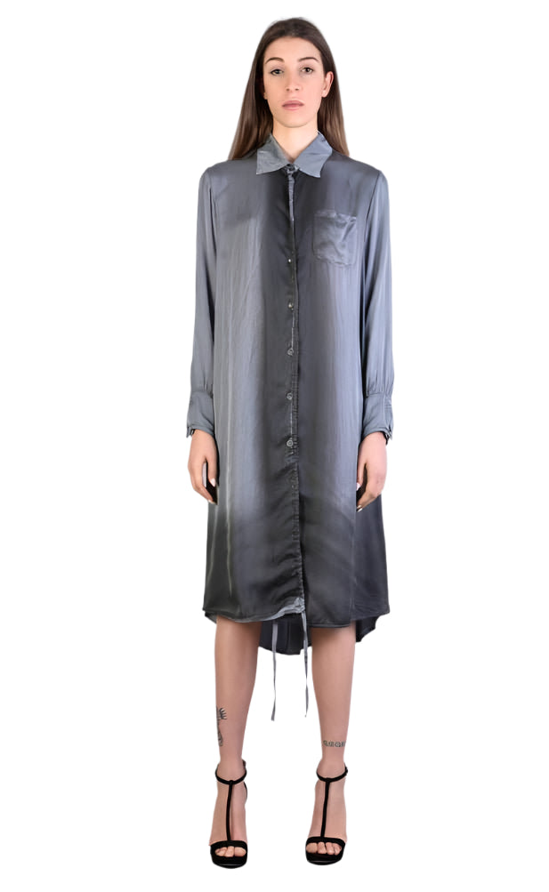 A39B SM206 GREY Satin Degrade Long Shirt