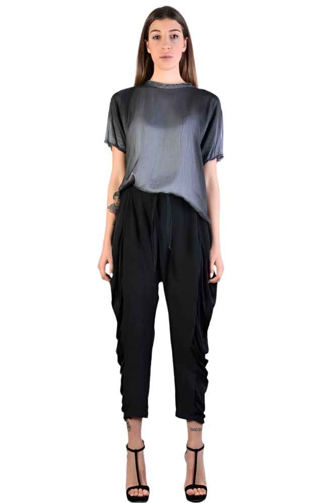 A39B SM20725 GREY Degrade Satin Asymmetric T-Shirt