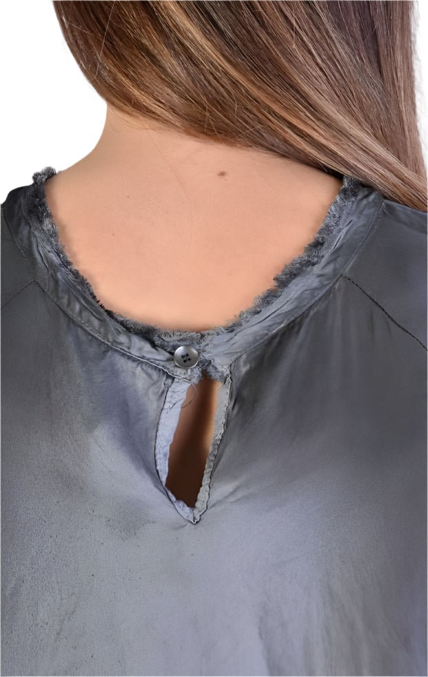 A39B SM20725 GREY Degrade Satin Asymmetric T-Shirt