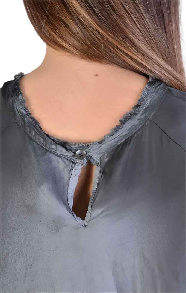 A39B SM20725 GREY Degrade Satin Asymmetric T-Shirt