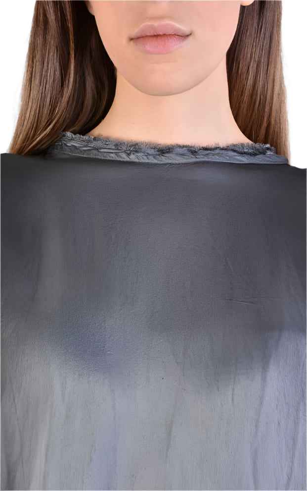 A39B SM20725 GREY Degrade Satin Asymmetric T-Shirt