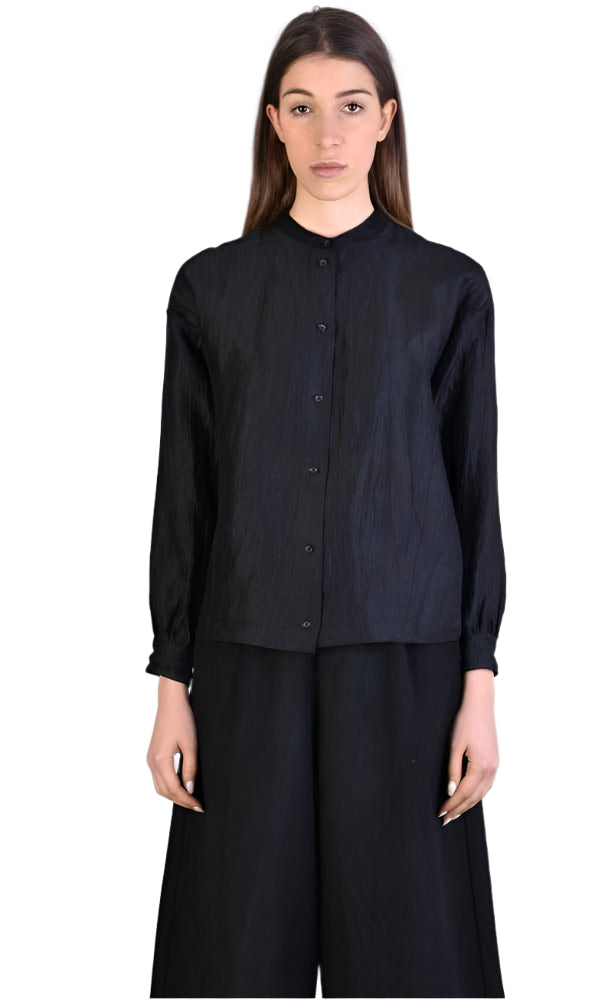 A39B SM223 BLACK Viscose Over Shirt