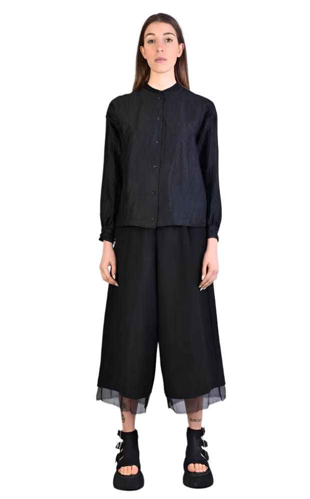 A39B SM223 BLACK Viscose Over Shirt