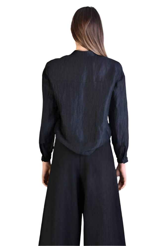 A39B SM223 BLACK Viscose Over Shirt
