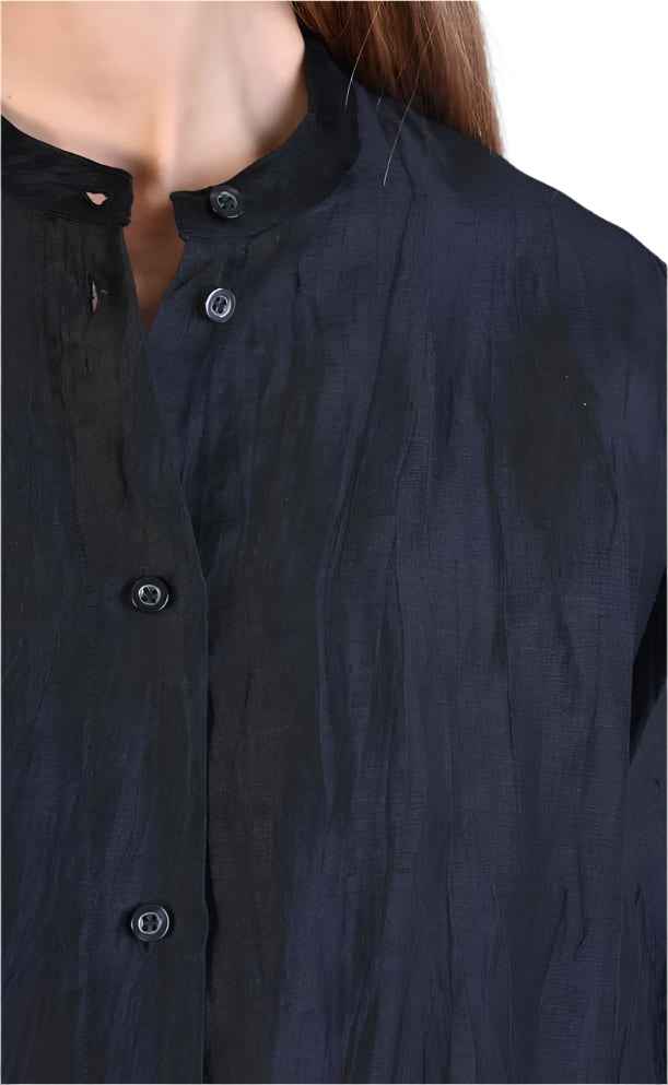 A39B SM223 BLACK Viscose Over Shirt