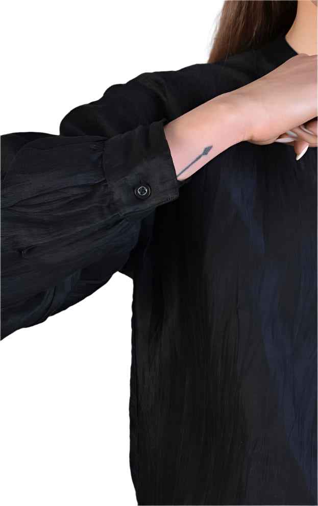 A39B SM223 BLACK Viscose Over Shirt