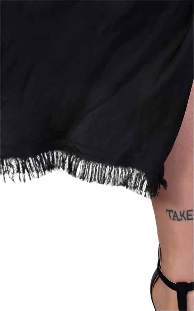 9B SM229 BLACK Sleeveless Satin Dress,