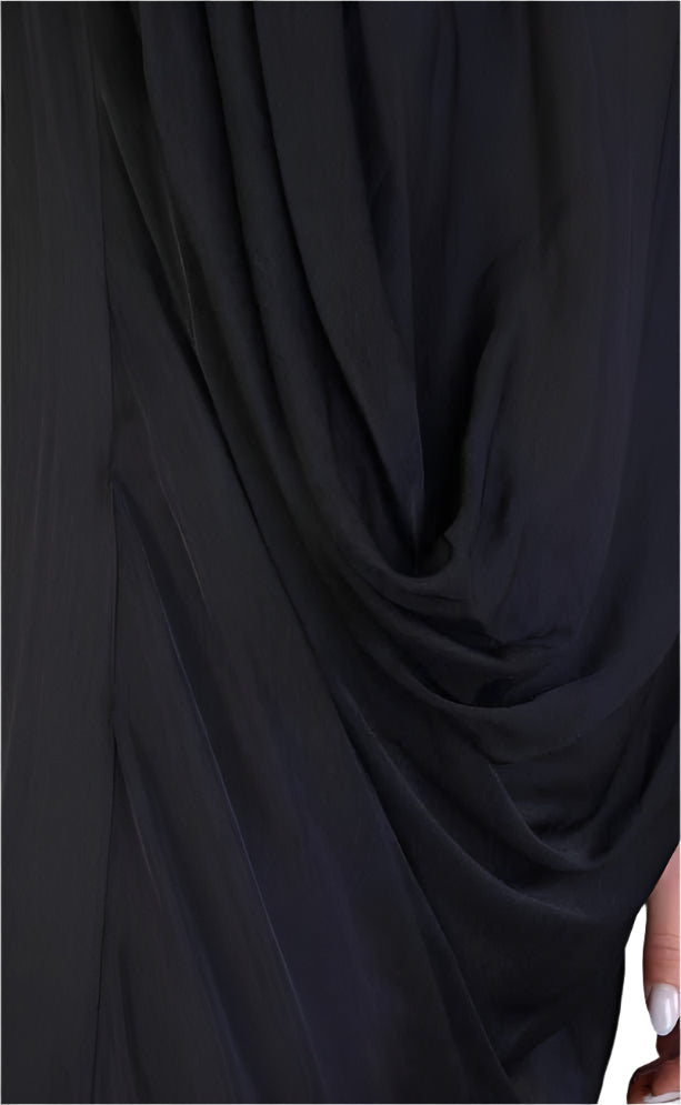 A39B SM229 BLACK Sleeveless Satin Dress,