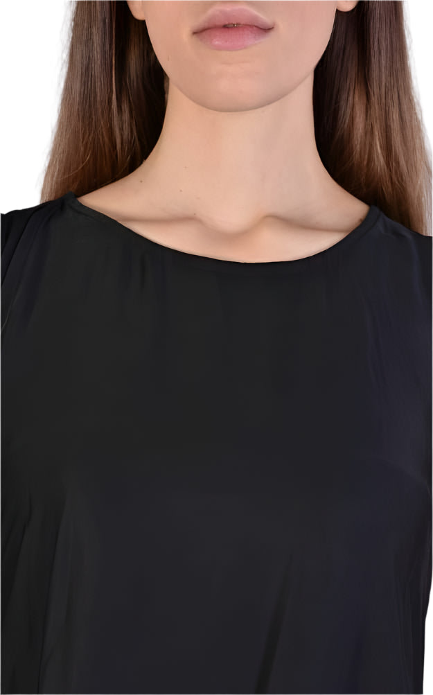 A39B SM229 BLACK Sleeveless Satin Dress,