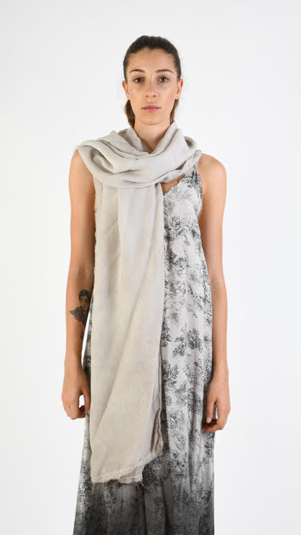 A39B SM37425 STOLE in Double Cold Dyed Silk Viscose Degrade Desert - Olive - Grey - Black