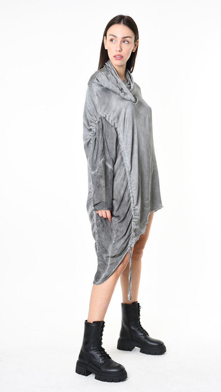 A39B SM42725 DRESS Satin Viscose & Silk Viscose Grey - Black - Olive