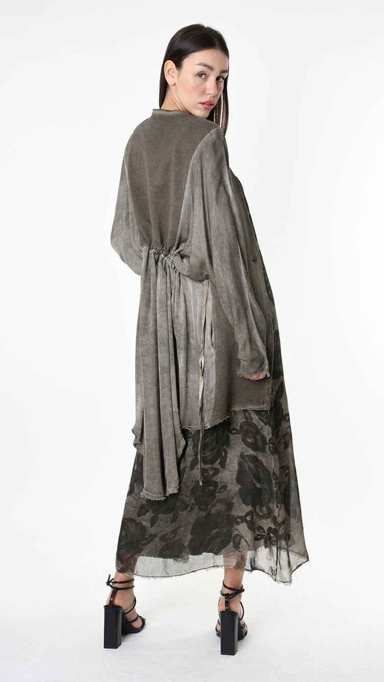 A39B SM461 CARDIGAN Over Cotton Fleece & Viscose Green Tuscany - Grey