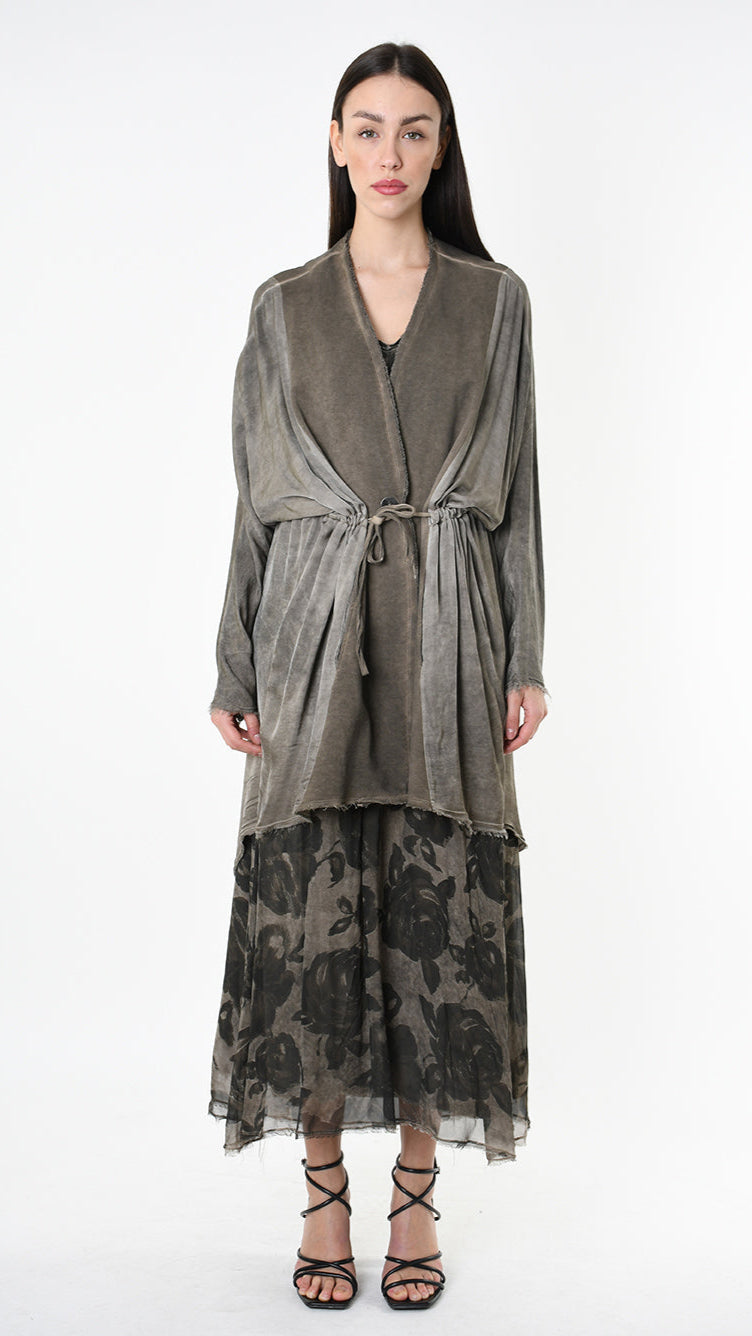 A39B SM461 CARDIGAN Over Cotton Fleece & Viscose Green Tuscany - Grey