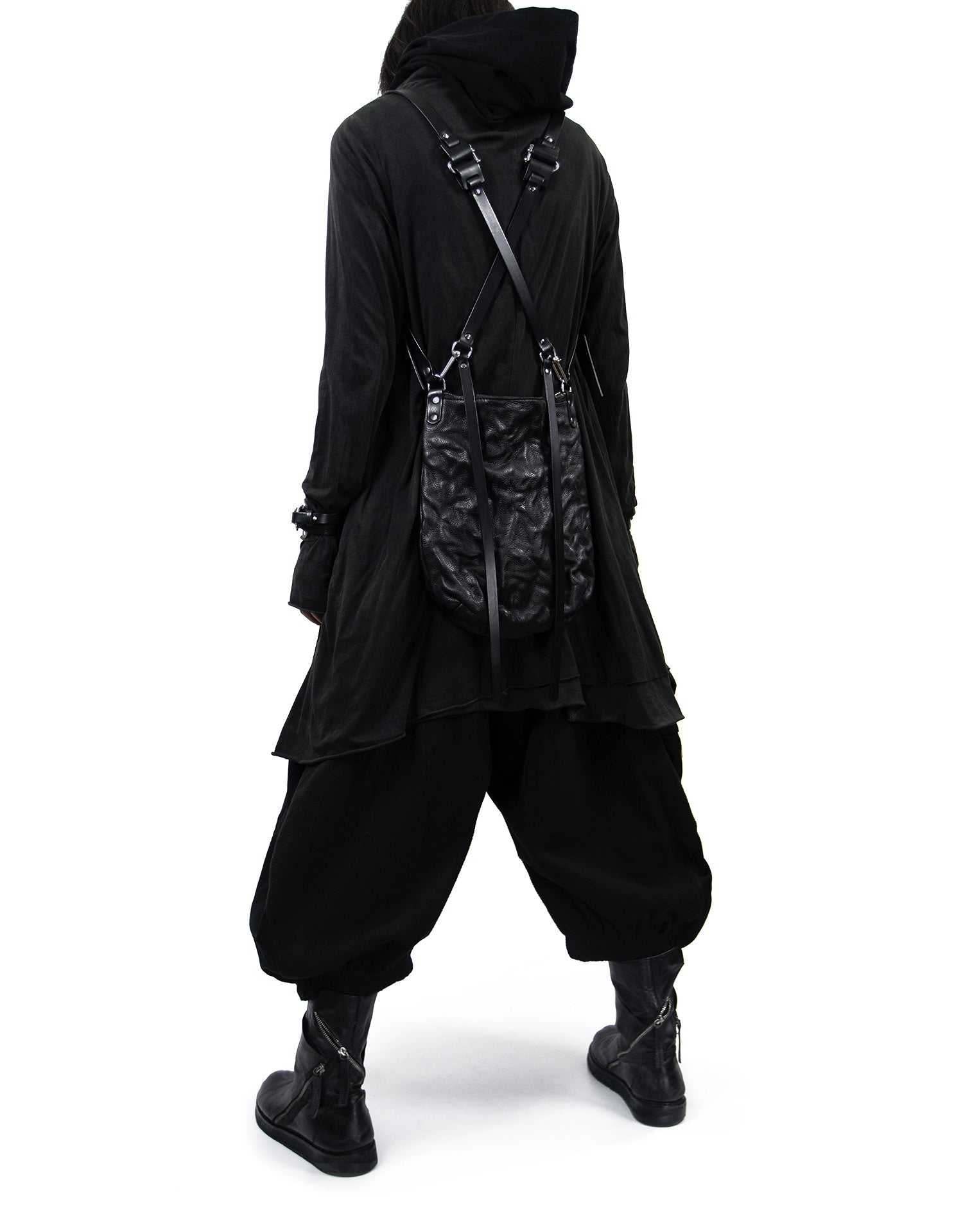 A3TEPHRA1323 BLACK Backpack leather handmade unisex