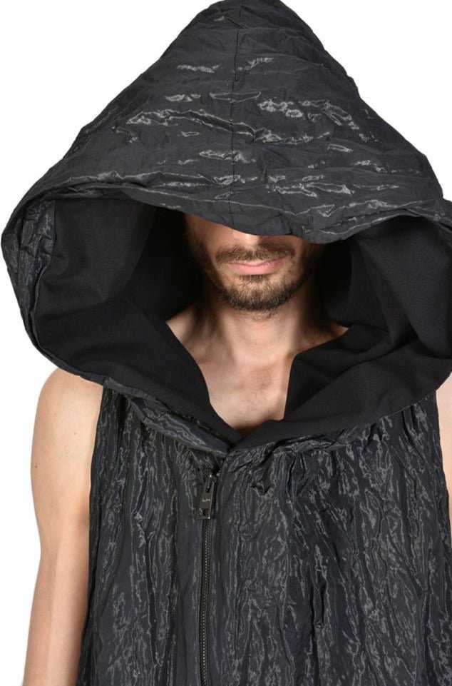 Crumpled Metallic Nylon Oversize Gilet