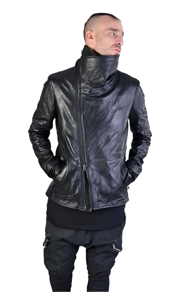 A34B LM00425 Crumpled Leather Jacket