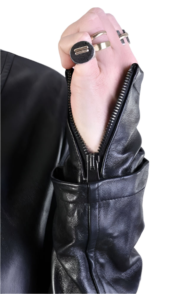 A34B LM00425 Crumpled Leather Jacket