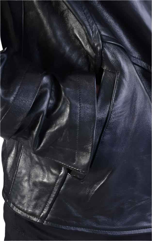 A34B LM00425 Jacket - Black Vegetable Tanned Crumpled Leather Sport Contemporary Italian Men's