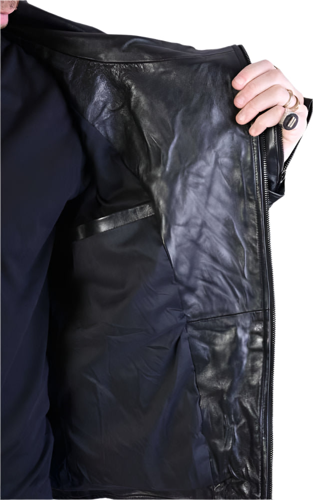 A34B LM00425 Crumpled Leather Jacket