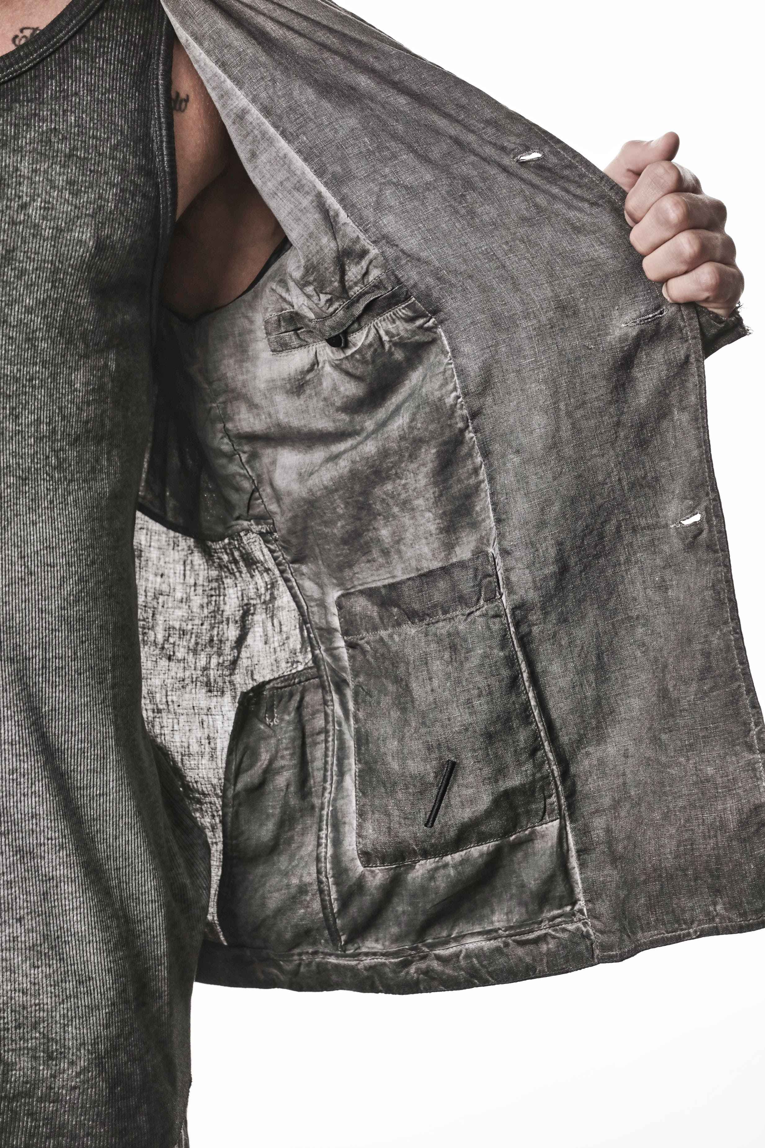 THOM KROM M B 67 Vegetal Black Linen Jacket – Men's Tailored Blazer