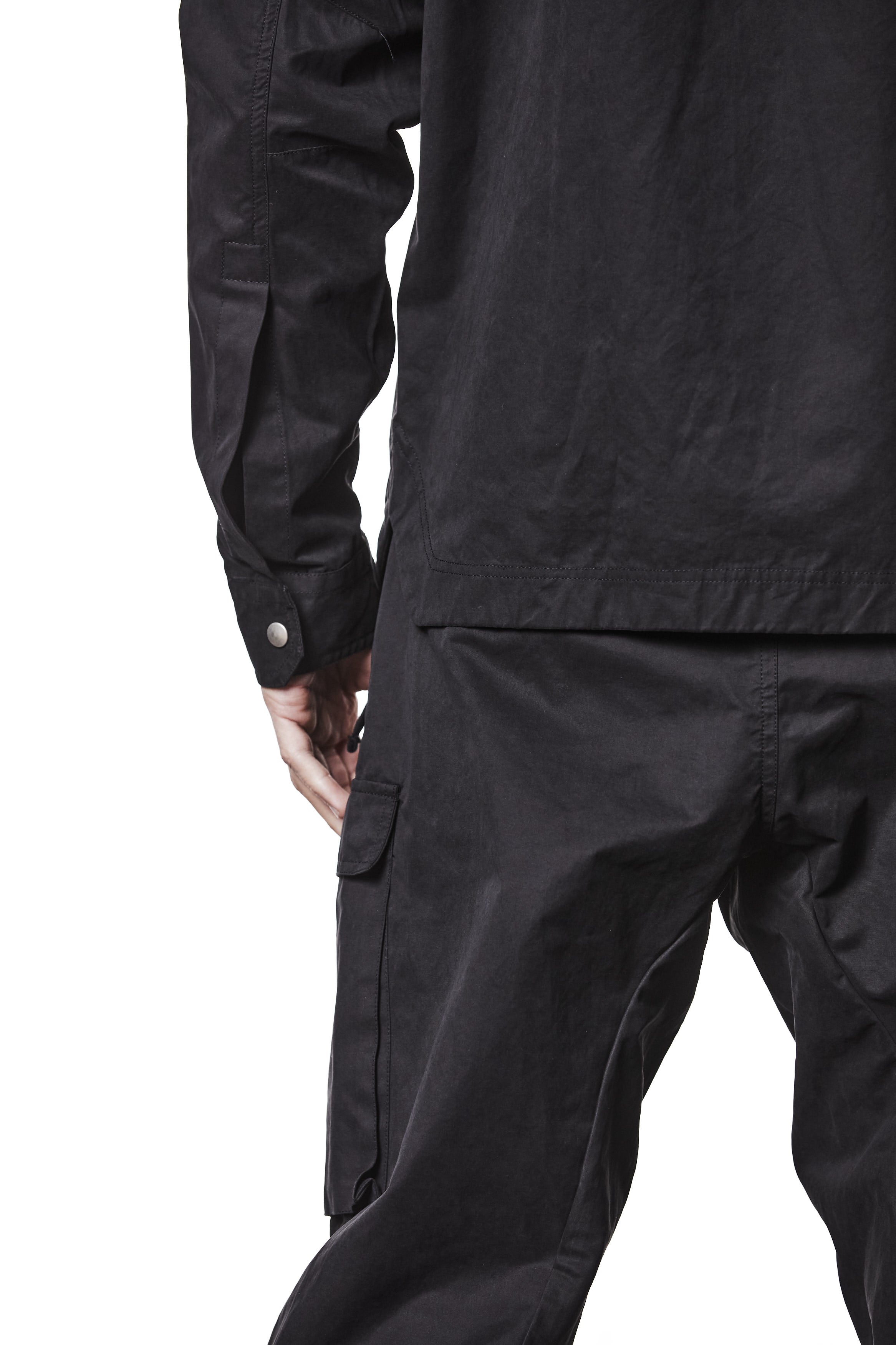 M H 175 Black Utility Shirt with Cargo Pockets – Long Sleeve Button-Up black MAN THOM KROM