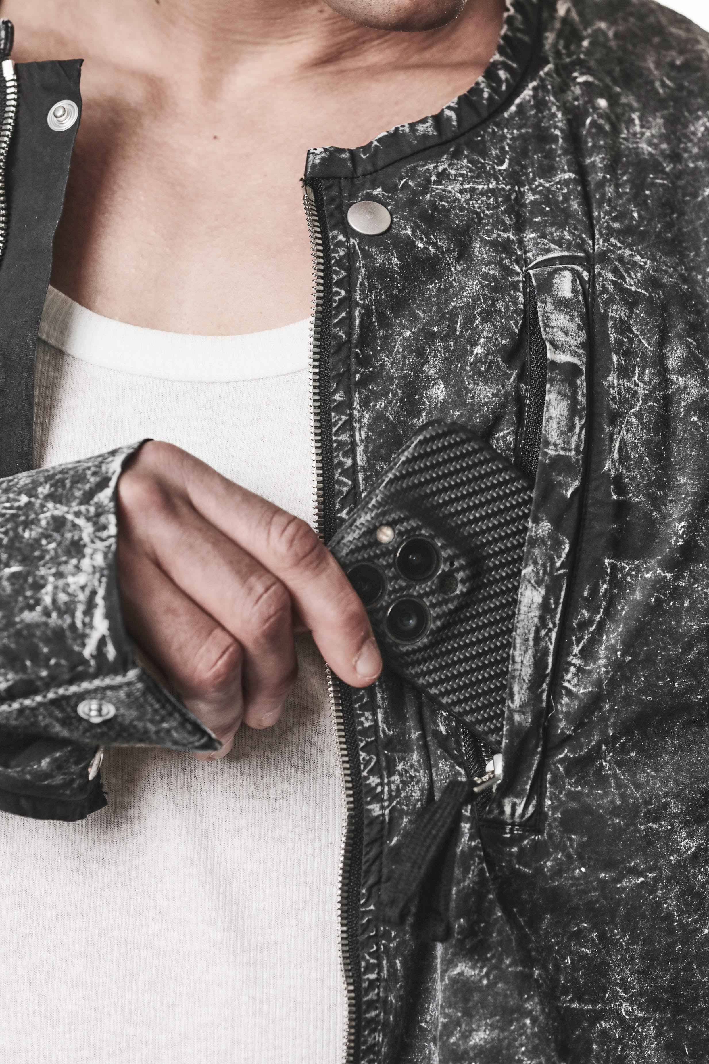 THOM KROM M J 88 Black Marble Men's Jacket | Portuguese Cotton Blend