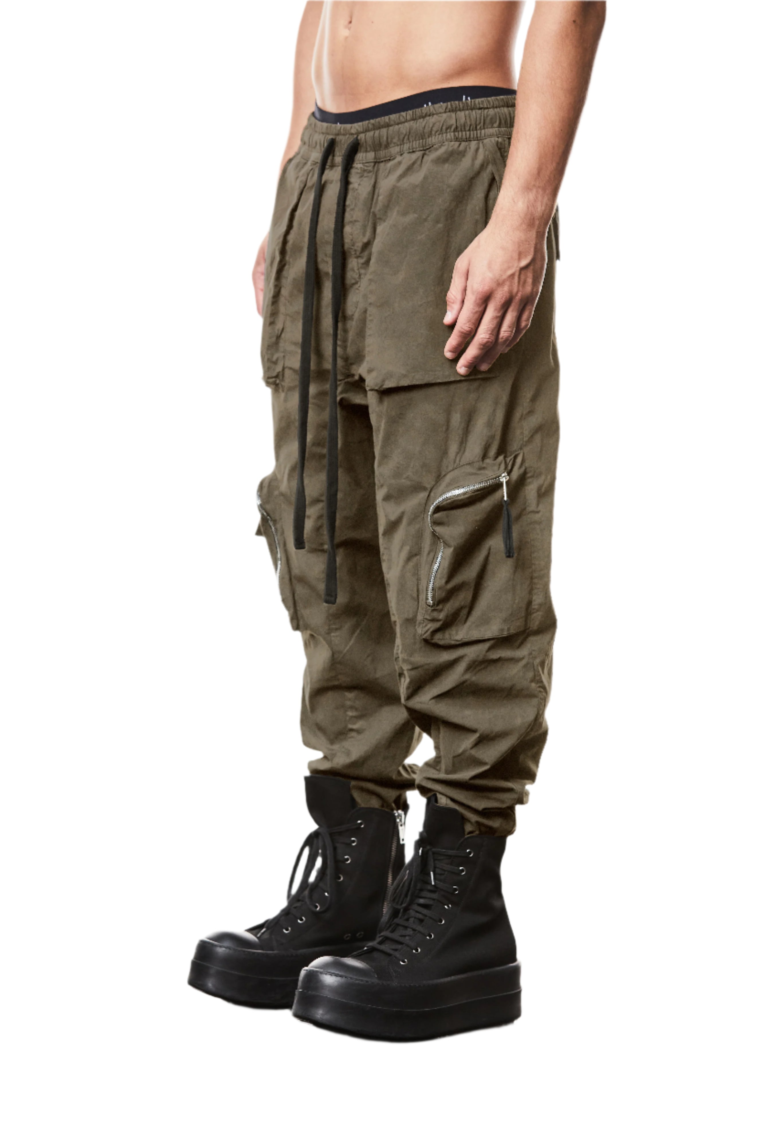 T3M P 1025 woven cargo trousers olive night
