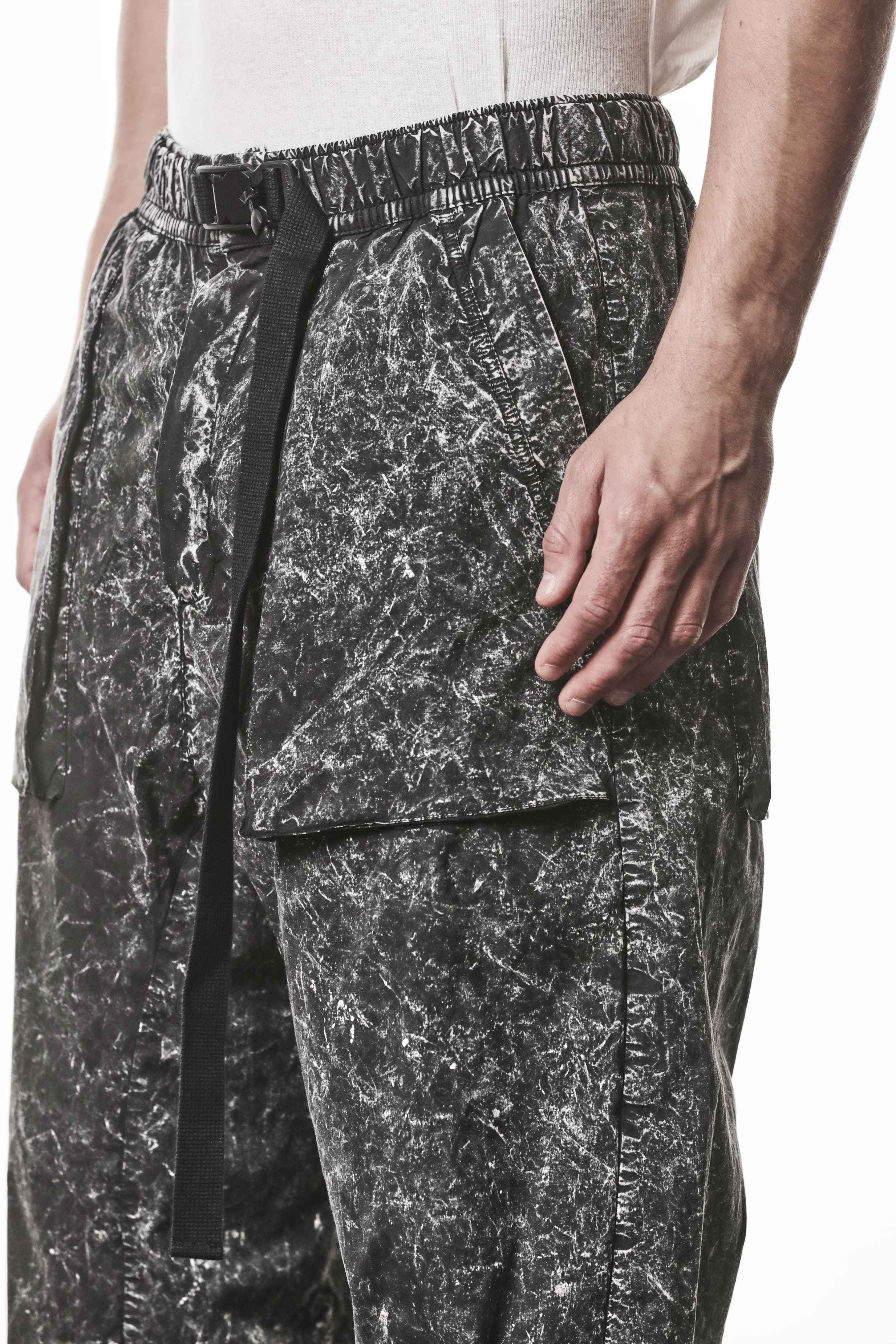 M P 32 Trousers - Black Marble Cotton Elastane Men's Long Woven